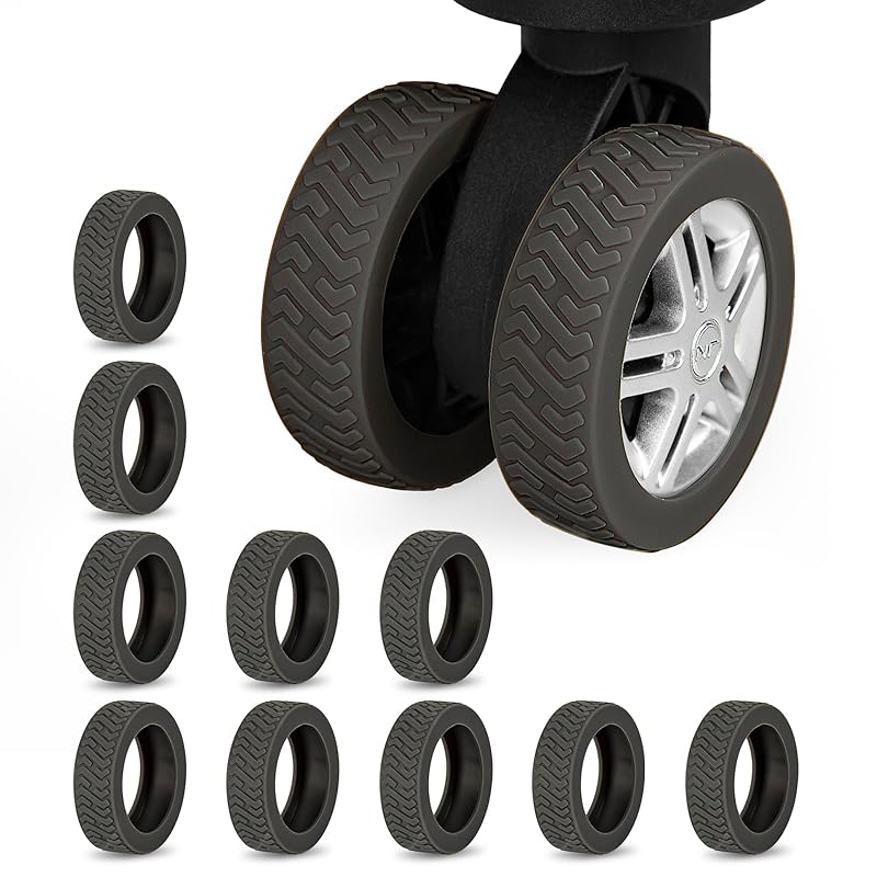 

[Set of 10] caster cover suitcase tire cover carry case wheel cover Fall prevention wheel protection noise reduction Diameter 5cm gray (gun black,