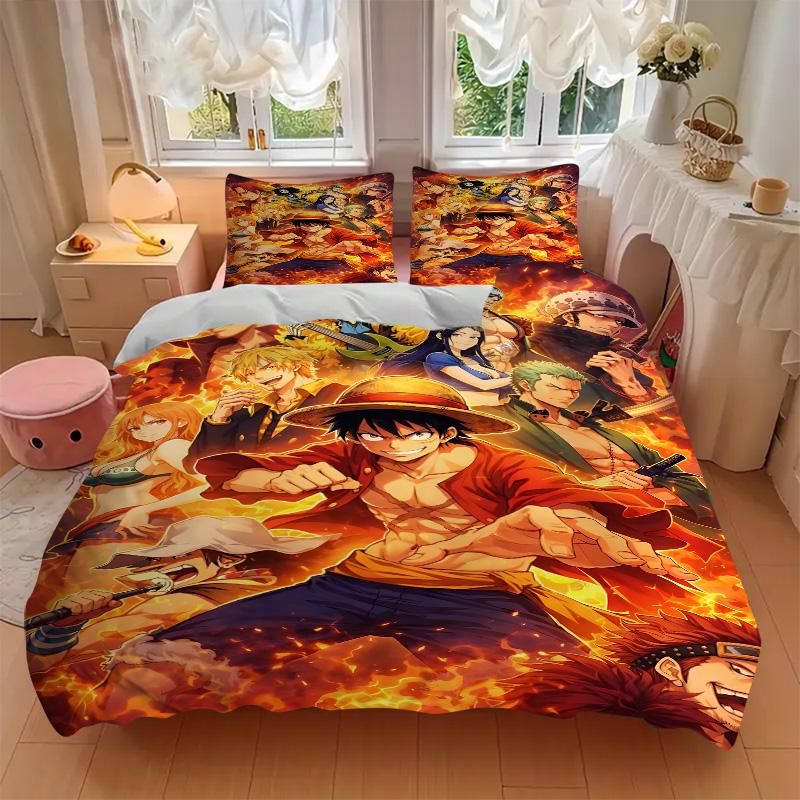 One Piece Adventure Print 3Pcs Bedding Setduvet Cover With 2 Bedropillowcase Home Birthday Gift