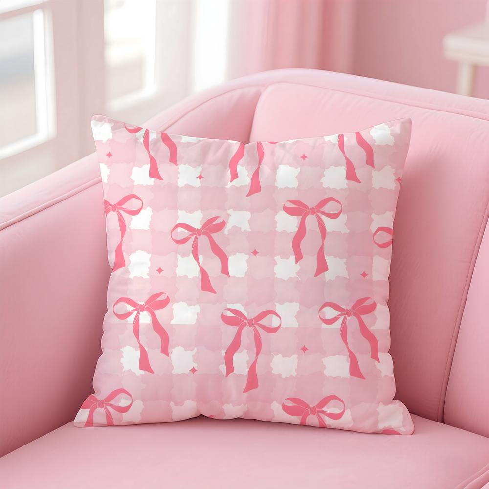 

Elegant Cute Red and Pink Bowknot Cushion Cover Pillow Case Soft Friendly Fabric Concealed Zipper 40x40cm