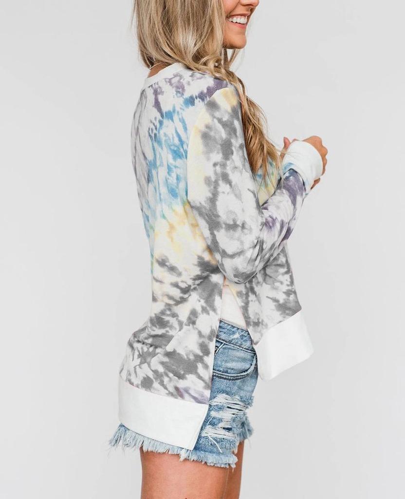 Autumn Plus Size Women's Tie-Dye Gradient Round Neck Long Sleeve Hoodie
