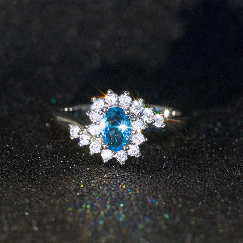Kreativer Saphirblau Zirkon Damenring, Schmuck