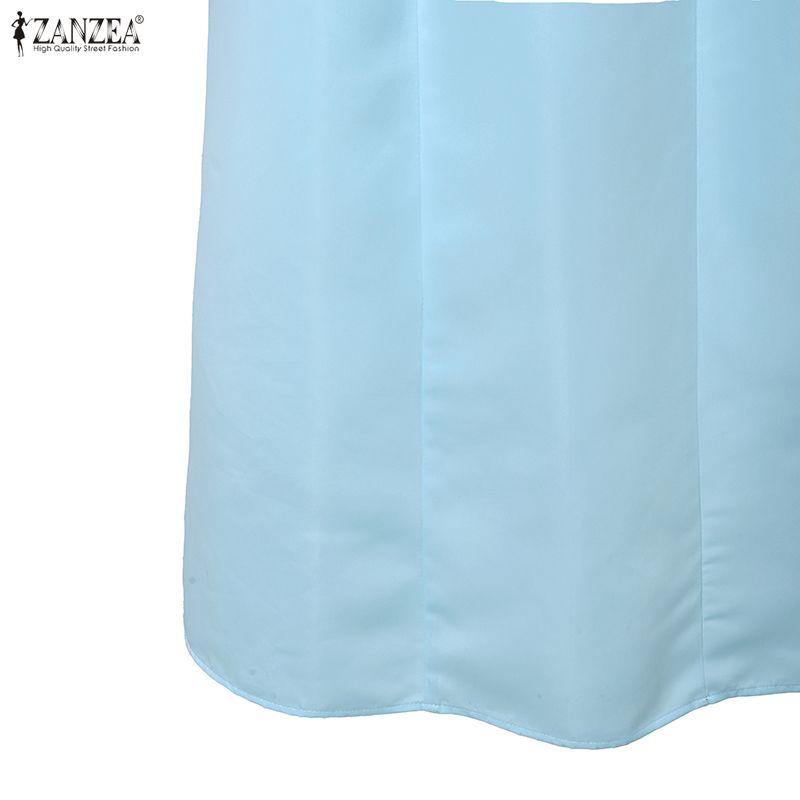 ZANZEA Women Elegant Casual Round Neck Sleeveless Dress