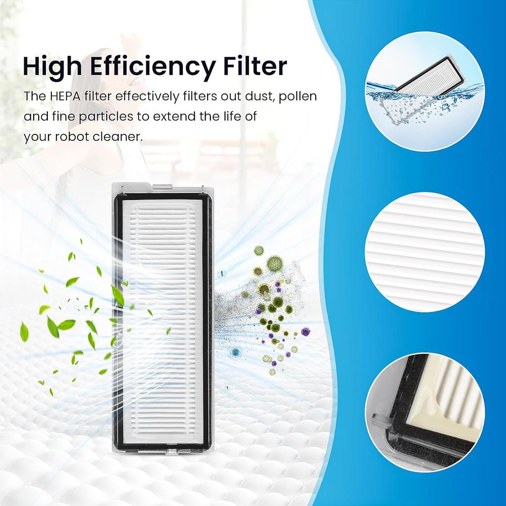 21 Pack Replacement Parts for Roborock Qrevo Curv/Qrevo Edge Robot Vacuum, 1 Roller Brush, 6 Vacuum Bags, 4 HEPA Filters, 4 Mop Pads, 4 Side Brush, 1