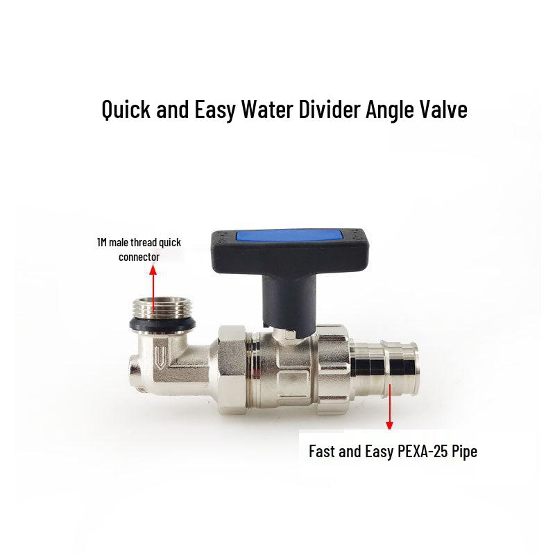 Quick Install 2-Way Splitter Valve: Straight-Angle Ball Valve for PEXA, QE-Compatible