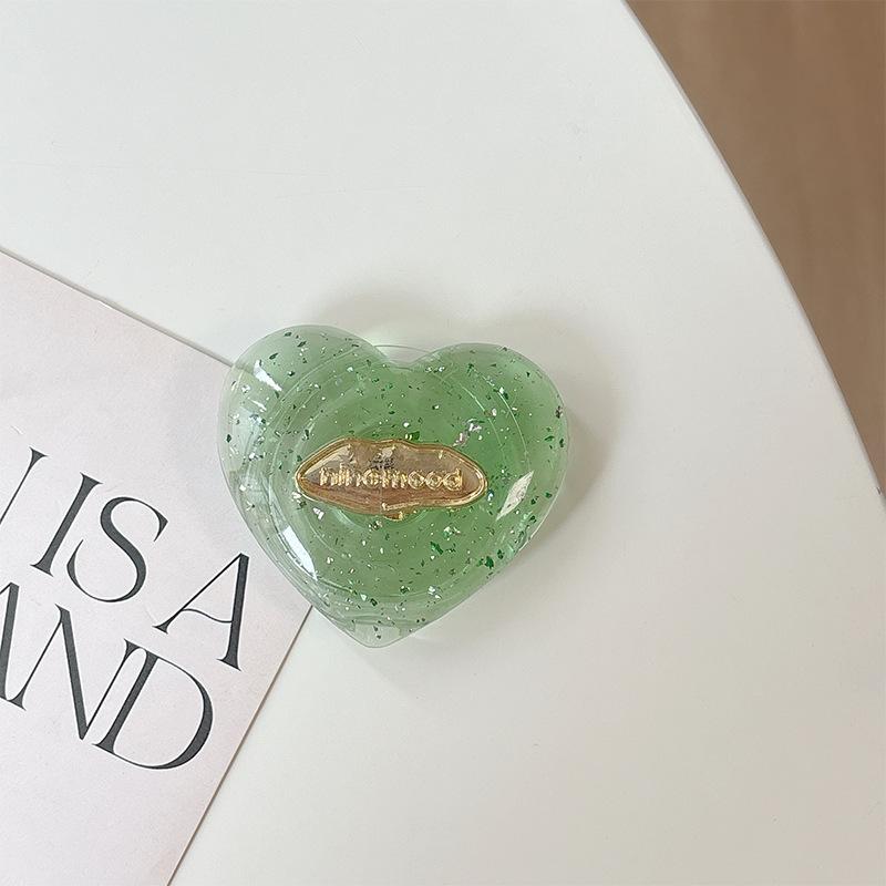 Solid Color Transparent Sequined Love Mobile Phone Airbag Bracket Pasted Retractable Lazy Desktop Watching Drama Support Ring Buckle