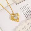 Double Heart Pendant Necklace Female, Premium Inlaid Color Zircon Heart-To-Heart Love Necklace