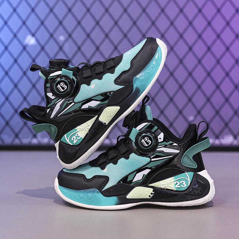 Children's basketball shoes 2025 spring and autumn leather waterproof wear-resistant explosive basketball shoes middle-aged and older children's and p