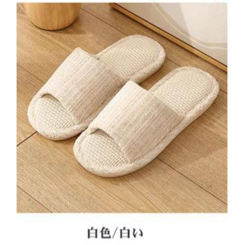Linen slippers women's new home slippers couple home four seasons open mop silent floor mop