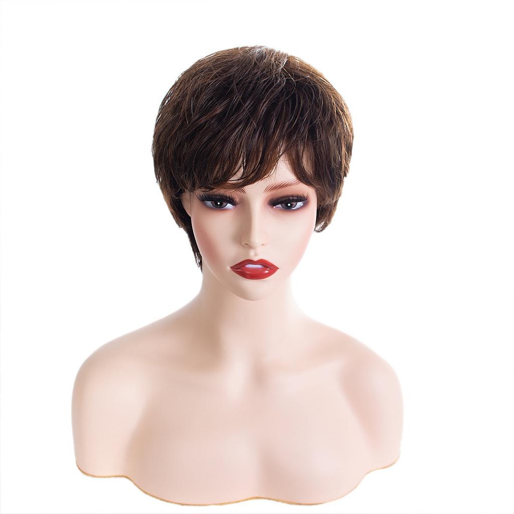 Wig European and American new women's short curly hair, middle-aged and elderly grandma gray curly hair wig cover rose net spot