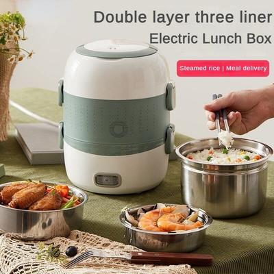270W 2L Single and Double Layer Convertible Bento Boxes Heating Heating Steaming and Cooking Hot Rice Equipment Insulated Plug-in Electric Lunch Box
