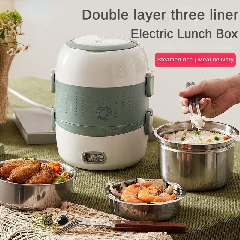 270W 2L Insulated Plug-in Electric Lunch Box Single and Double Layer Convertible Bento Boxes Heating Heating Steaming and Cooking Hot Rice Equipment