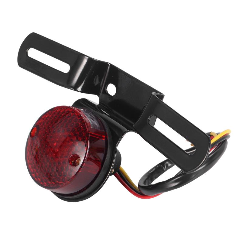 12V Retro Motorcycle Tail Light with License Plate Mount LED Modified Rear Lamp for Scooter Moped Chopper Bobber Tourer