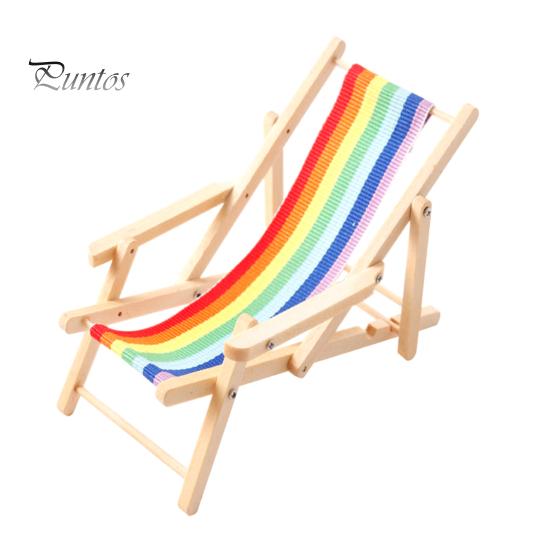 

Мини-пляжное кресло для кукольного домика, реалистичное складное кресло-шезлонг с радужным узором, миниатюрное имитационное пляжное кресло для 1 человека:12 или 1:6 кукольных домиков Rainbow