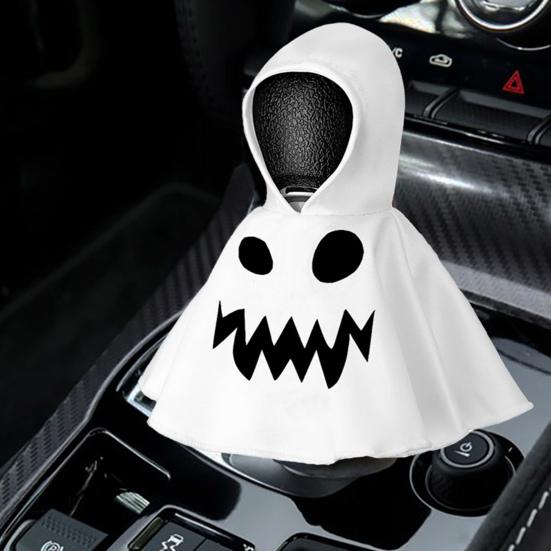 1/6Pcs Halloween Ghost Hoodie Goose Outfits Car Gear Shift Cover Decoration Garden Goose Statue Clothing Auto Hooded Sweatshirt Shift Knob Protector
