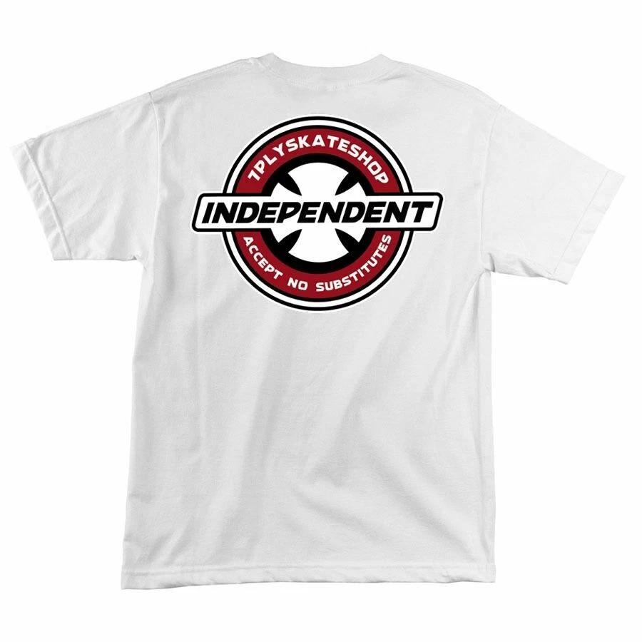 Independent Trucks x 7plyskateshop ACCEPT NO SUBSTITUTES Skateboard Shirt WHITE XXL