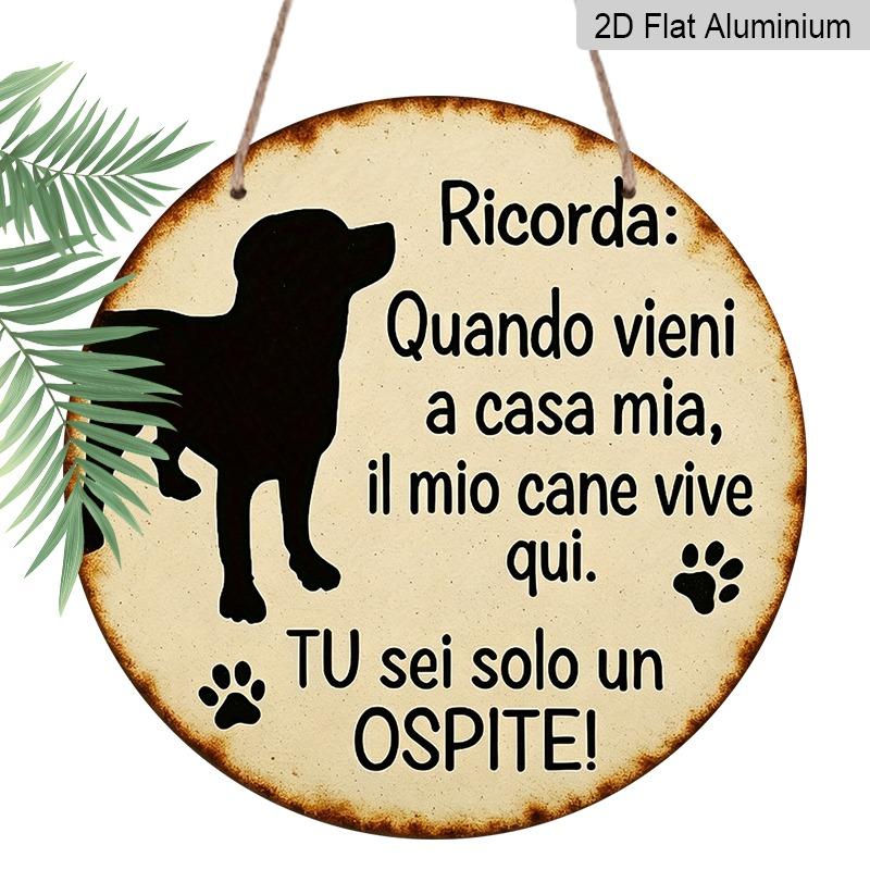 

2D Flat, Retro-style High-end Aluminum Wall Decoration, Available in Various Sizes. Pet Warning Sign with Dog Silhouette and Paw Print. Suitable for 20*20cm