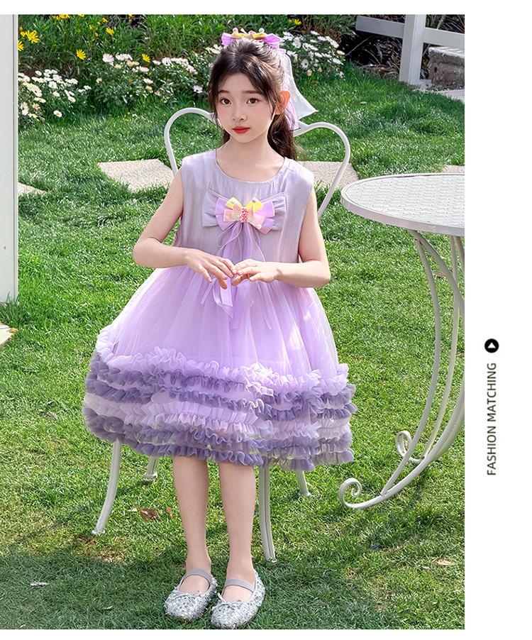 Sweet mesh dress for girls summer dress 2026 new style children's western-style princess dress little girl fluffy dress