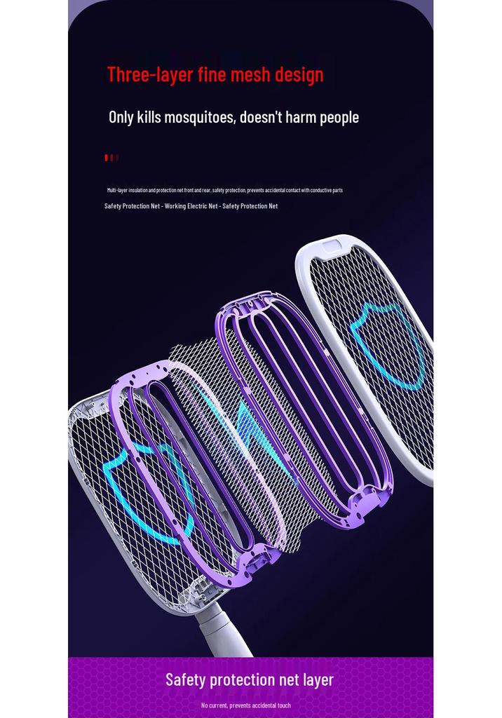 2-in-1 Rechargeable Foldable Electric Mosquito Killer and Fly Swatter