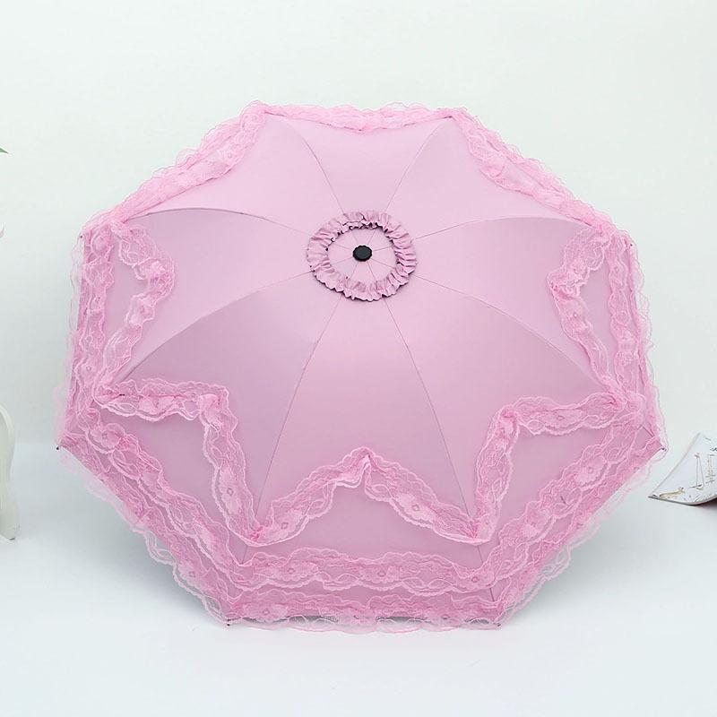 umbrella with  sun protection and sunshade, three fold student women's dual-purpose sun lace umbrella rain and sunshine