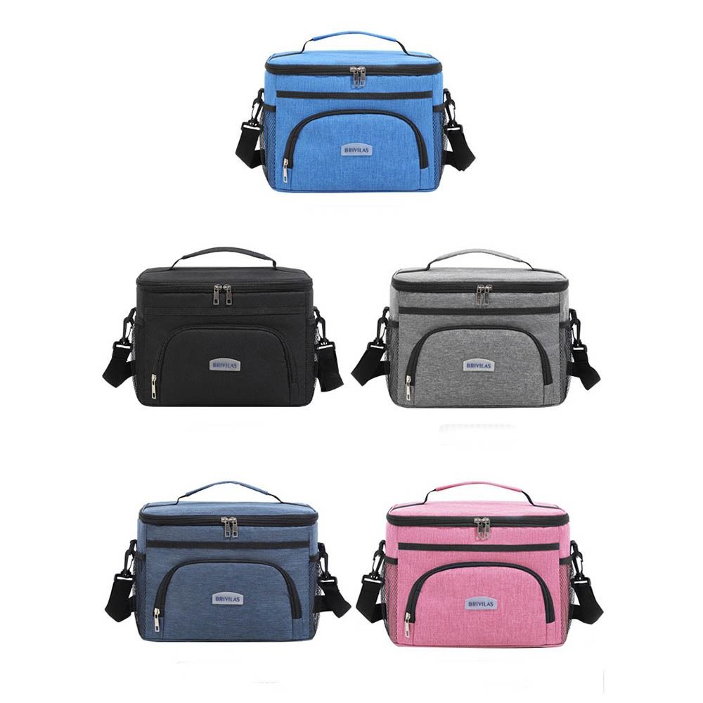 Large Capacity Shoulder Lunch Bag with Zip Picnic Bag Multi-Purpose Food Carrier Bag Outdoor