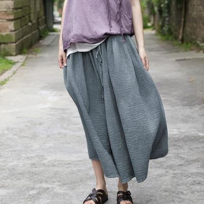 Gonne A-line in cotone da donna a tinta unita, vita elasticizzata, tessuti morbidi, estive, vintage, patchwork, con cintura