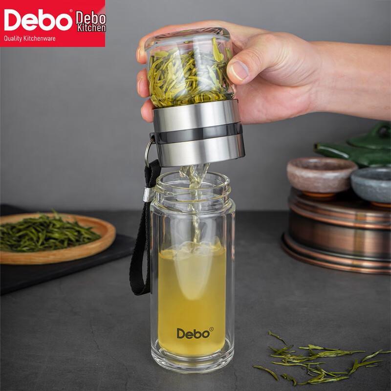 Debo Portable Double-Layer Glass Tea Infuser Mug