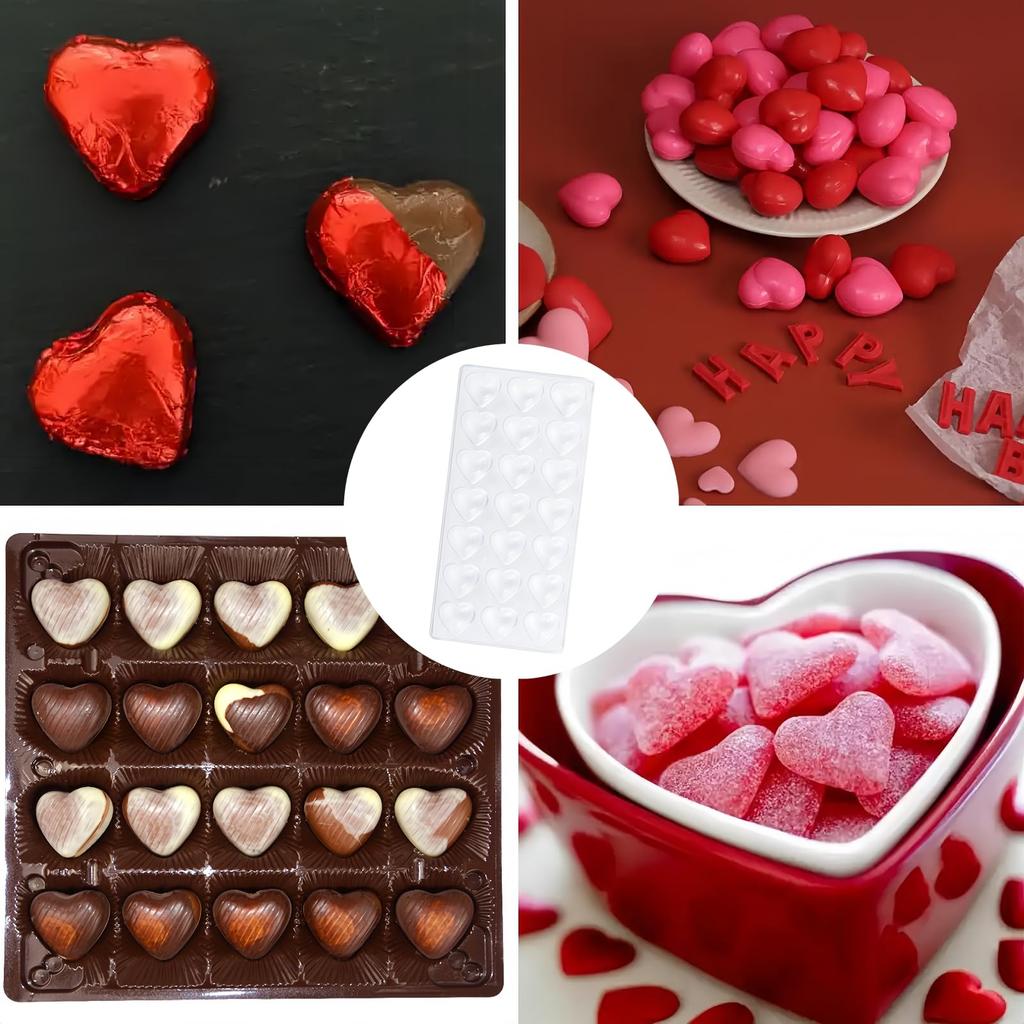 RuiChy Chocolate Mold, Heart-Shaped Chocolate Mold, 21 Cavities, 3D Clear Plastic Jelly Mold, Candy Mold, Bonbon Chocolate Mold, Mousse Mold, DIY,