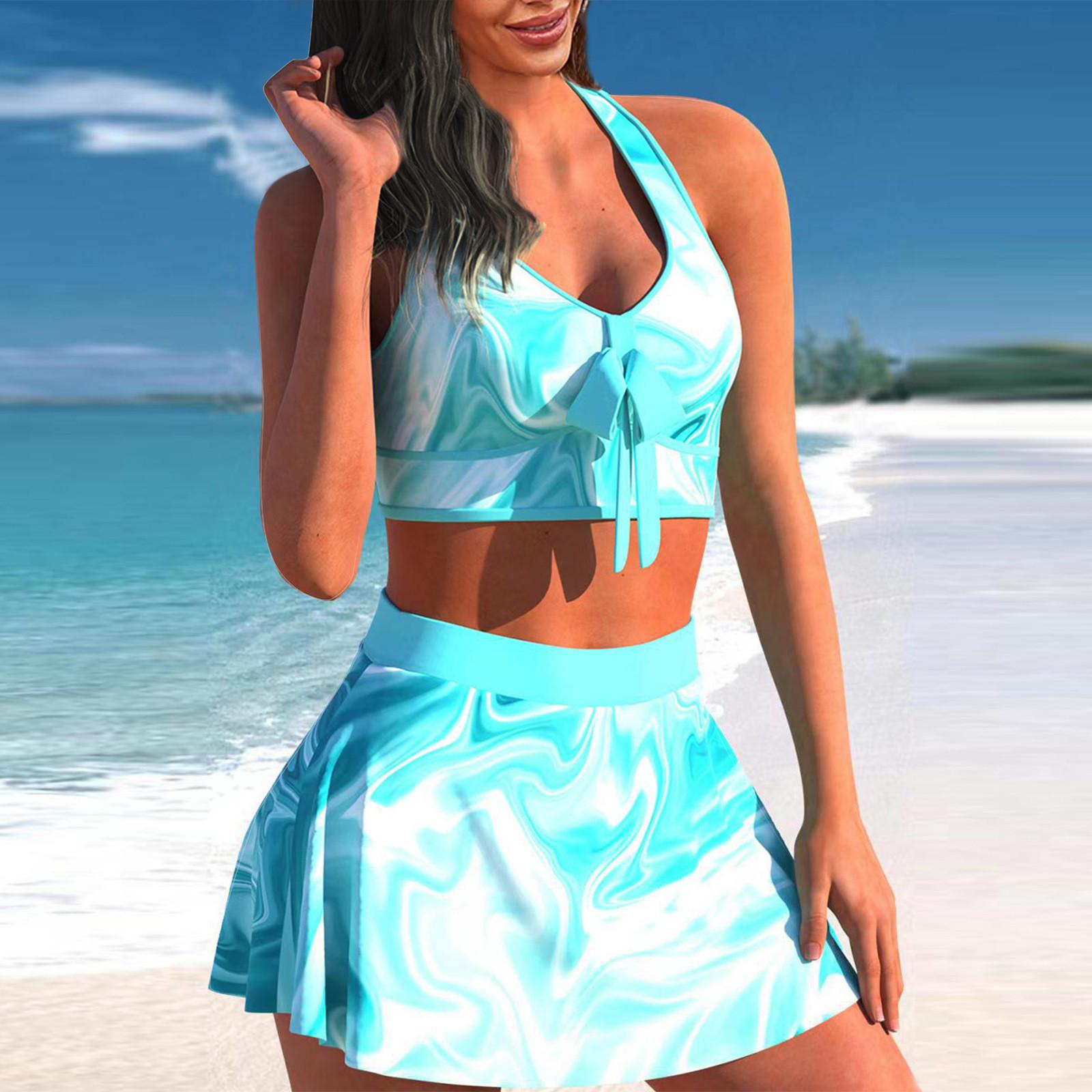 

Жіноче модне розділене консервативне бікіні з підкладками для бюстгальтера та без сталевого бюстгальтера, купальний костюм