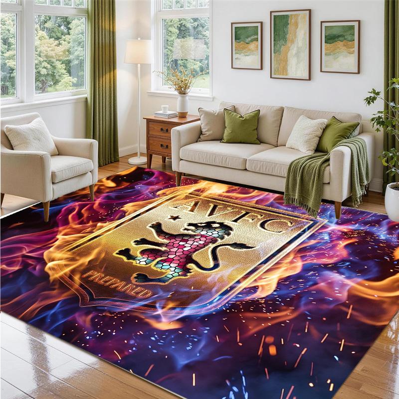Aston Villa Football Design Crystal Velvet Rug Soft Decorative Mat for Bedroom Entrance