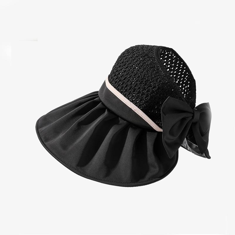 

Deep Brimmed Hat Solid Color Breathable Sweet Bow Womens Sunshade Hats чорний