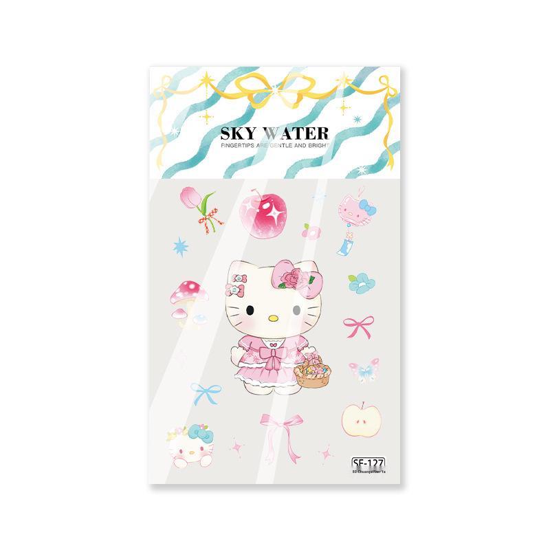 

Sky Picking Flowers Hello Kitty 3D Embossed Cute DIY Sticker with Bow