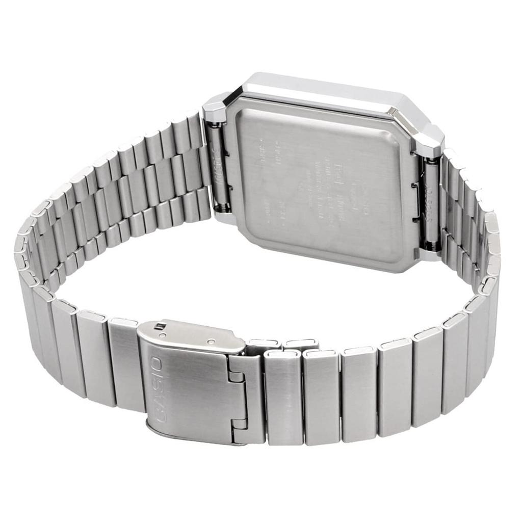 Casio Revival Design A100WE-7B Digital Wristwatch Men's Silver Gray