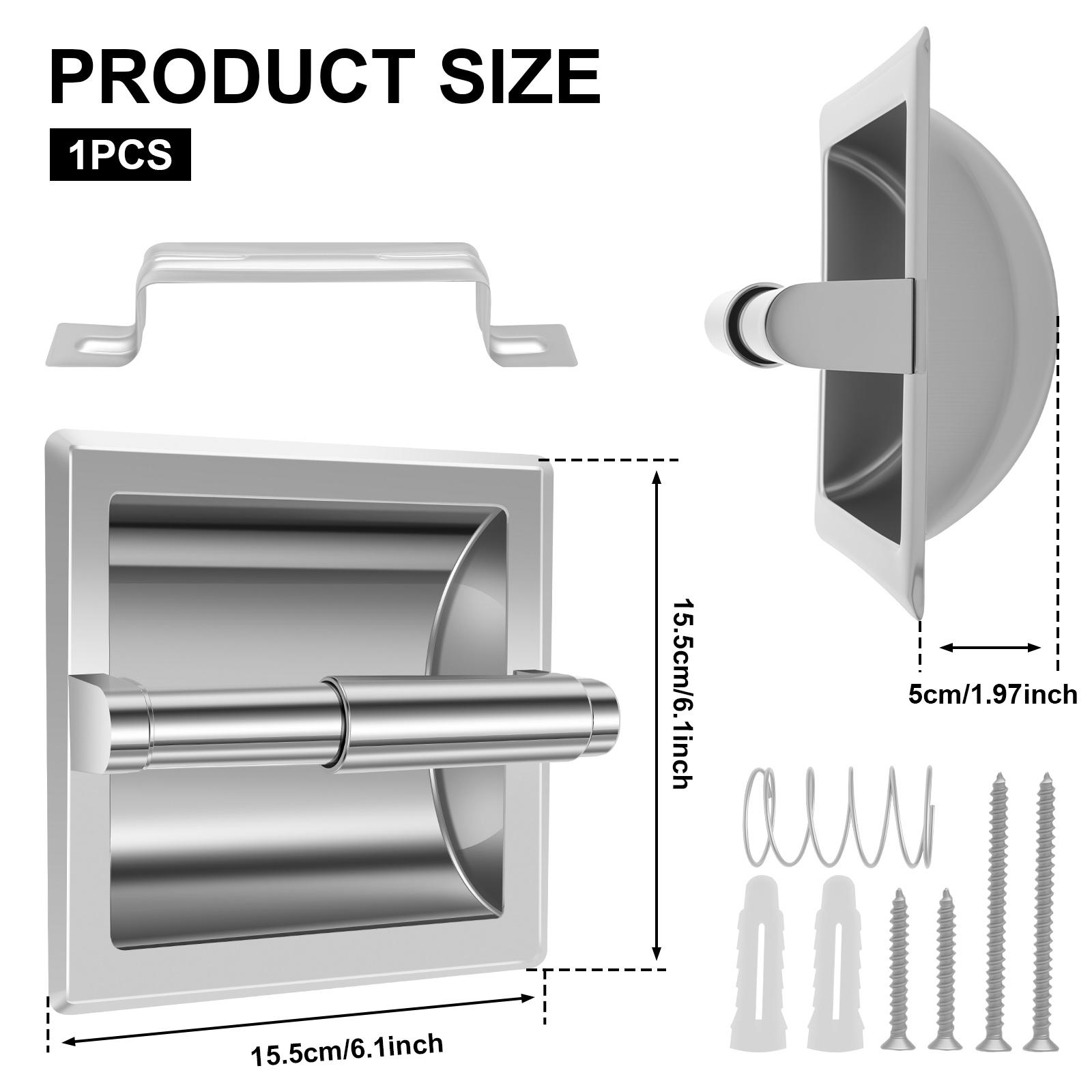 Recessed Toilet Paper Holder Wall Mounted Tissue Roll Holder 304 Stainless Steel Toilet Paper Rack Space Saving Tissue Roll argento