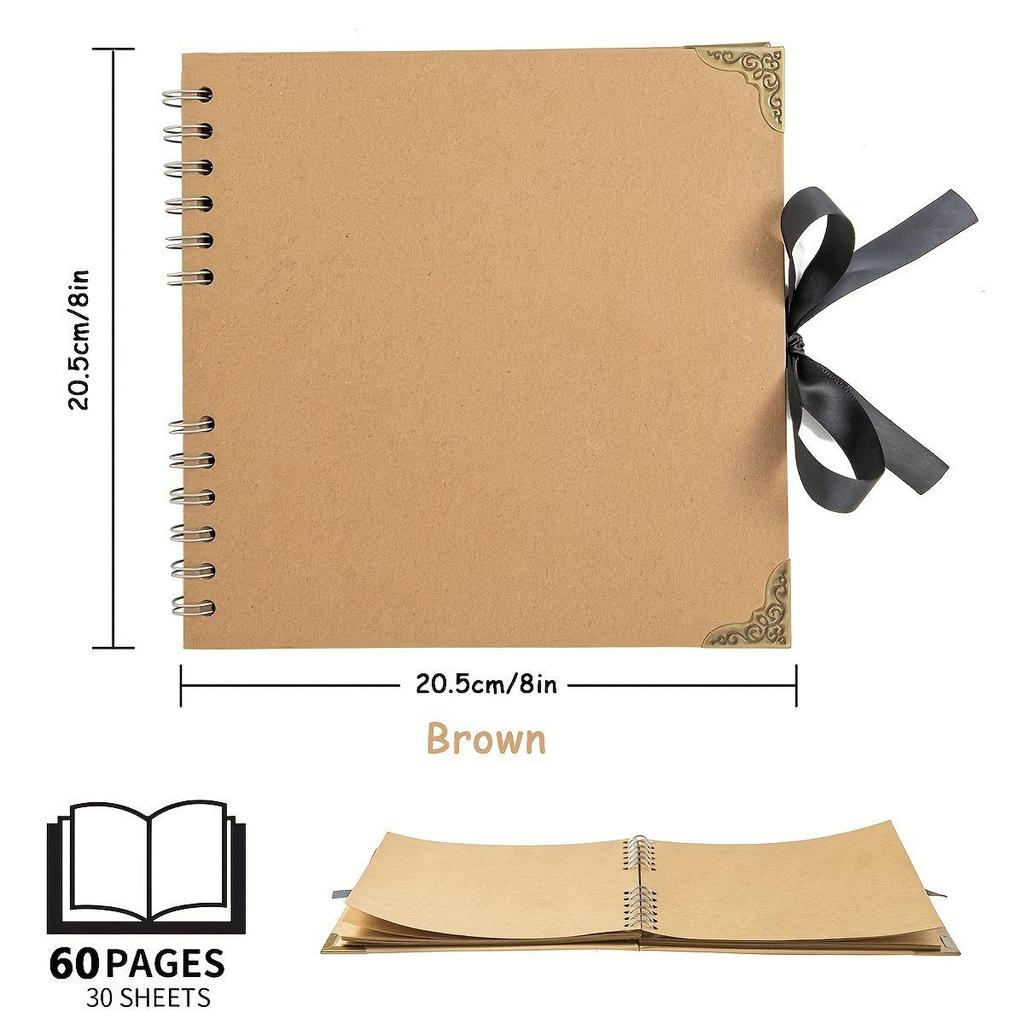 Khaki 8x8 Zoll Retro DIY Fotoalbum und Rahmen