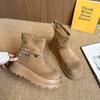 2025 Autumn New Round Head Thick Sole Heightening Short Martin Boots Women's Knight Boots Are Thin and the Zipper Is Super Foreign
