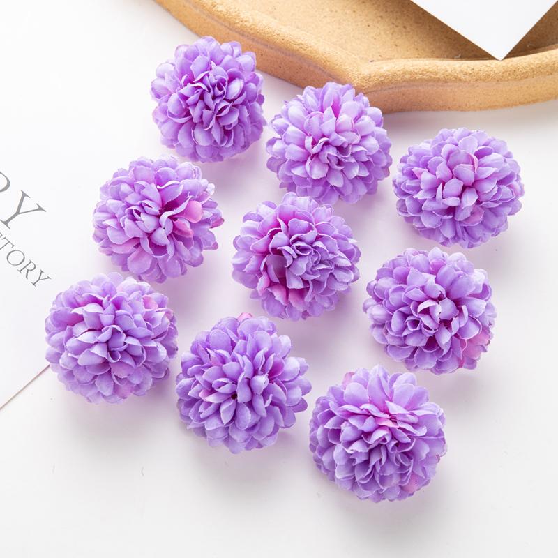 100PCS Artificial Hydrangea Flowers Wedding Home Party Room Decoration Christmas Candy Box Fake Silk Scrapbook Plants