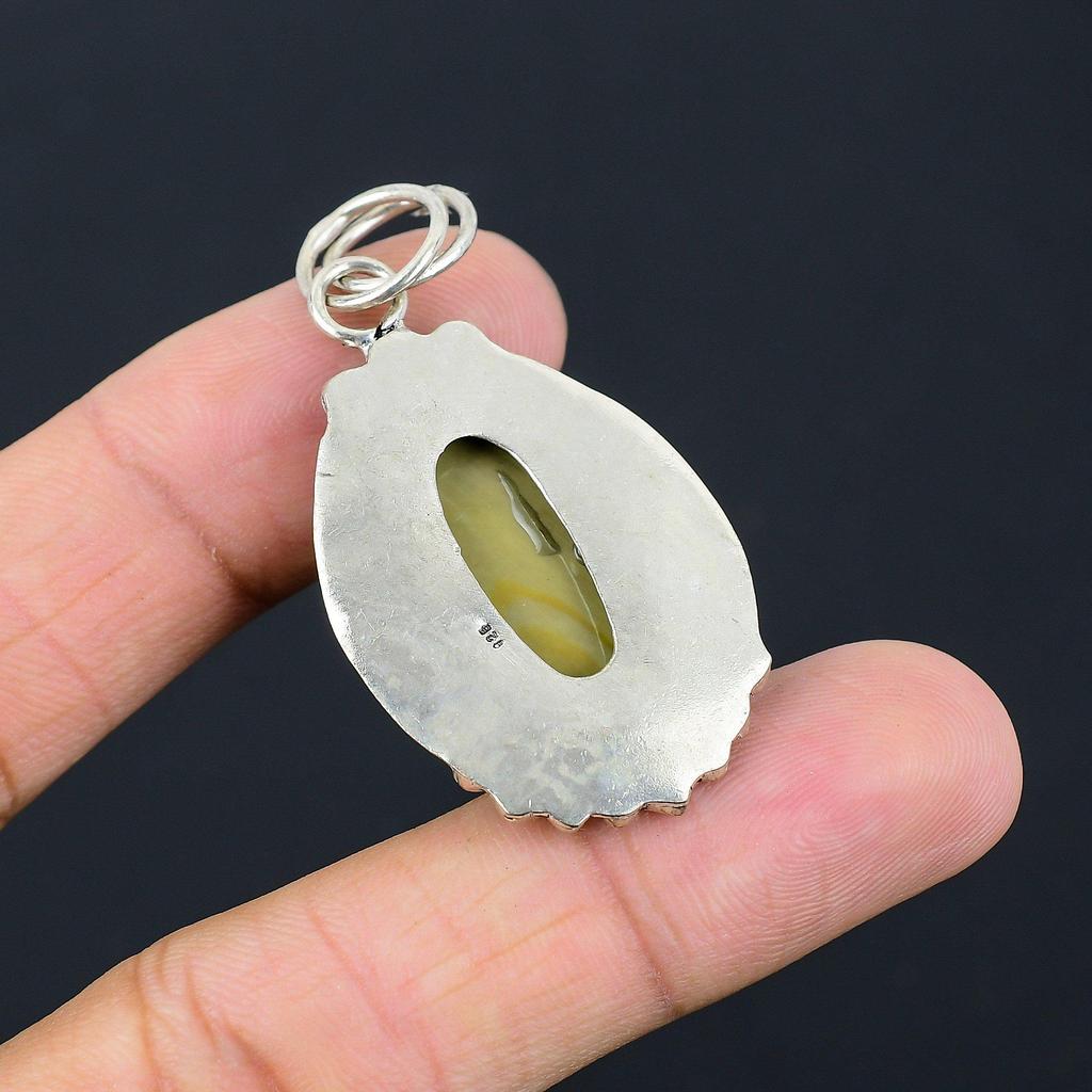 Sisters Day Deal Oval Polychrome Jasper Gemstone Sterling Silver Wife Pendant