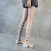 Fashion Long Roman open toed cool boots for women in the summer of 2025 featuring slim and high-heeled back zipper women's shoes