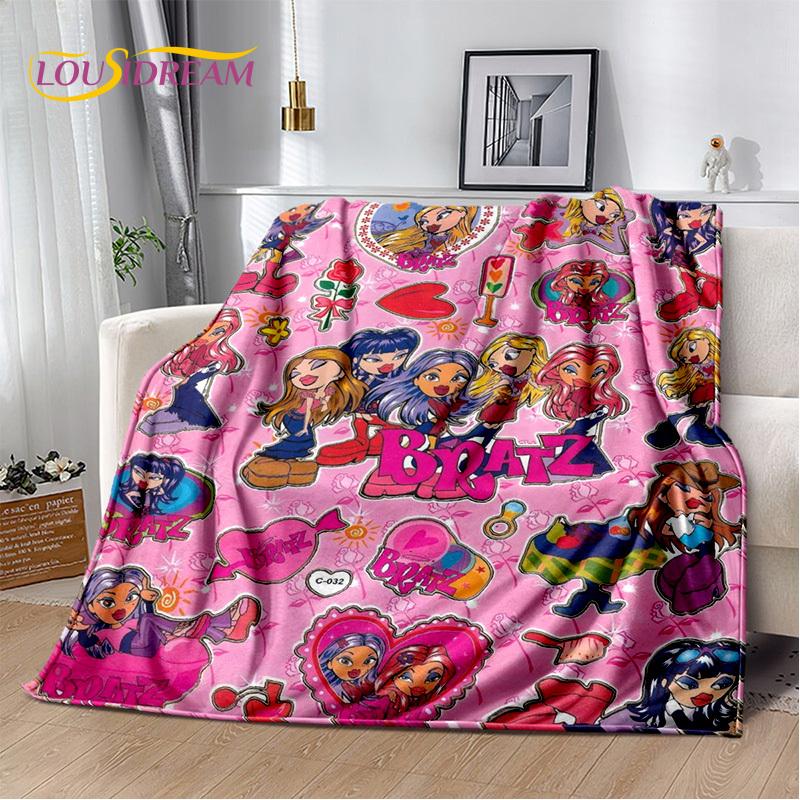 Cartoon Bratz Doll Girls 3D Printed Soft Blankets,Keep Warm Throw Blanket Comfortable Blanket for Picnic Beds Sofa Home Bedroom