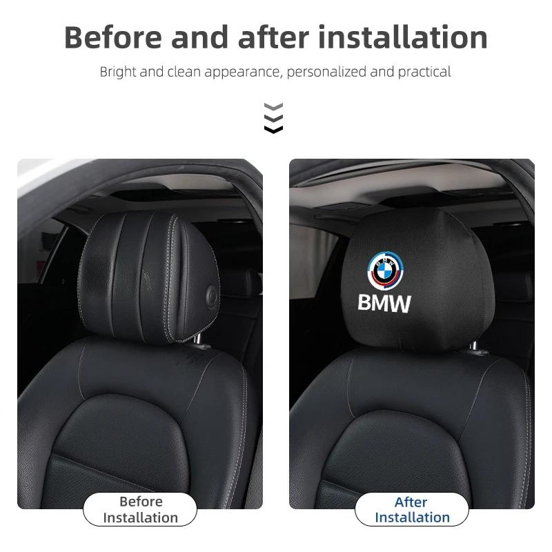 Car Sticker 2025 Hot Car Headrest Cover Elastic Dust Cover Front Seat Headrest Protective Cover Car Interiors For BMW Performanc