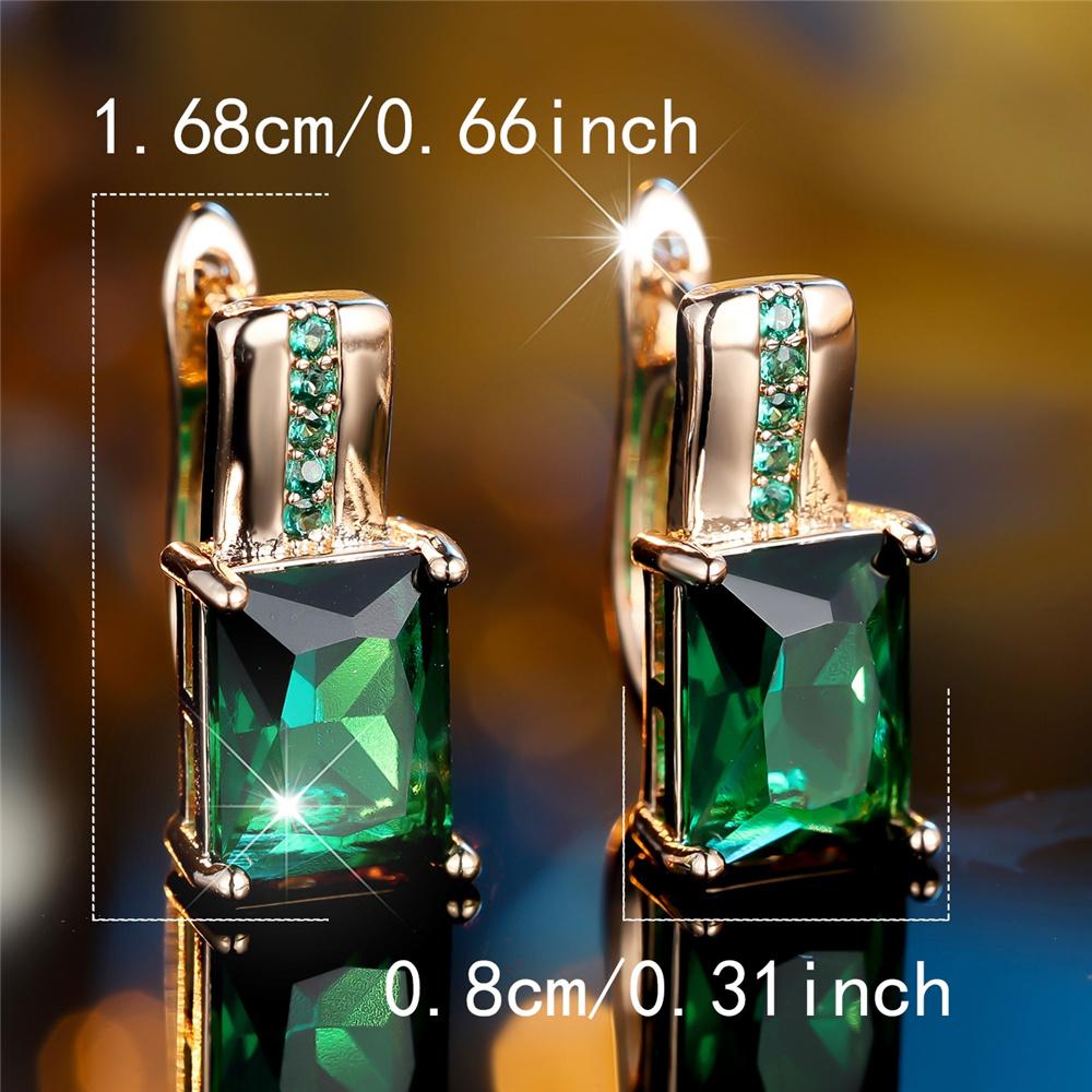 Cute Female Green Zircon Stone Hoop Earrings Luxury Gold Color Wedding  For Women