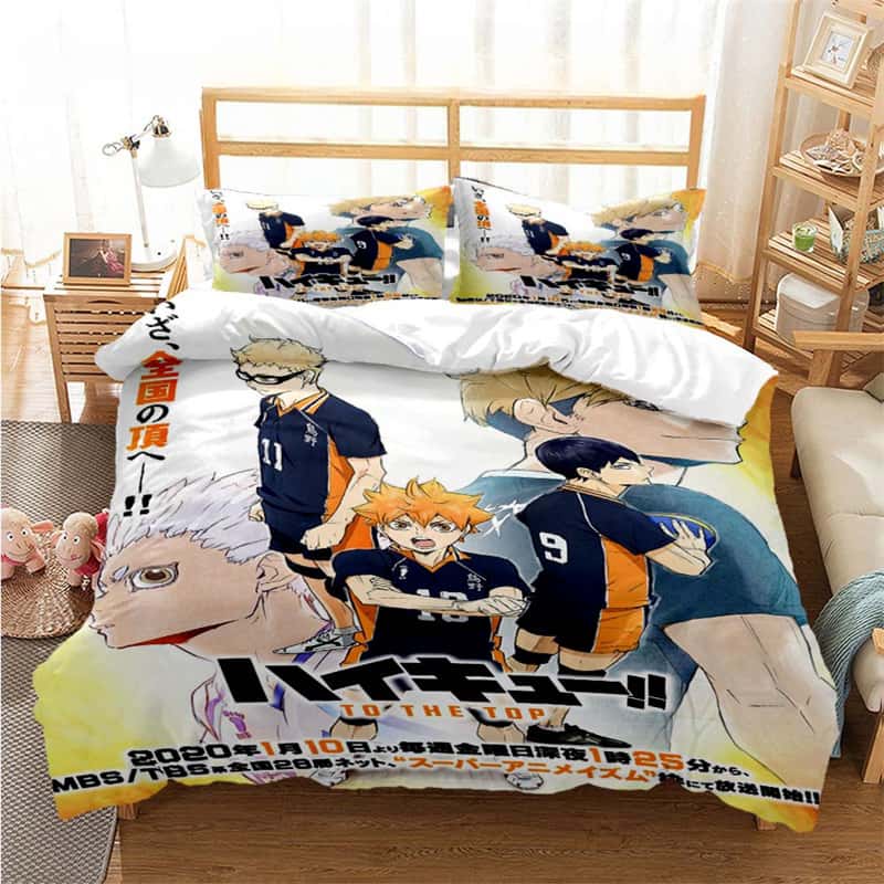 3D-Druck Volleyball Anime Haikyu Bettbezug-Set Cartoon Kinder Jungen Bettwäsche-Set Bettwäsche Mädchen Teenager Steppdeckenbezug Bettwäsche-Set