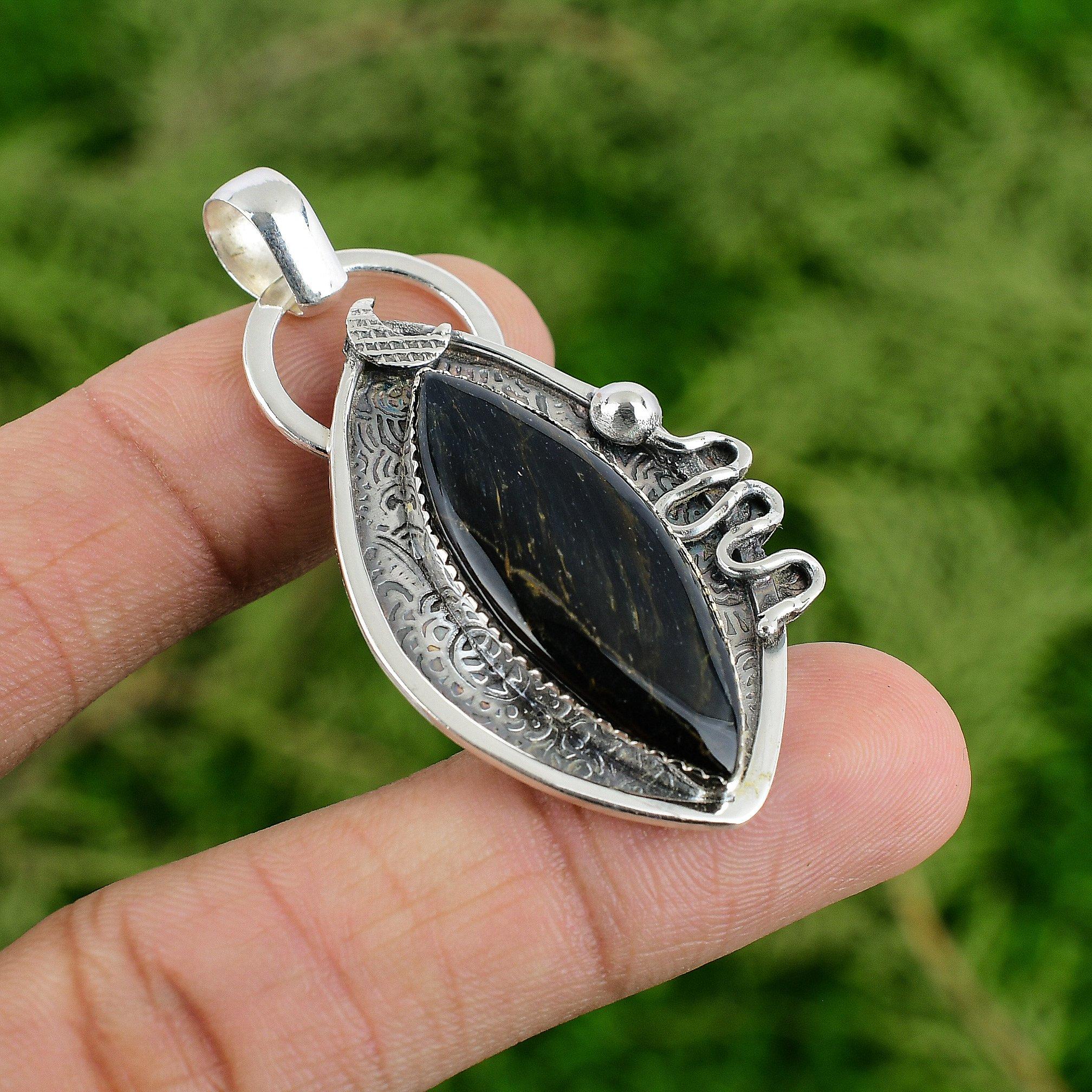 

Серебро 925 пробы Неллит Камень Юбилейный Авторский Безель Ручной работы Бохо Подвеска Ювелирное изделие