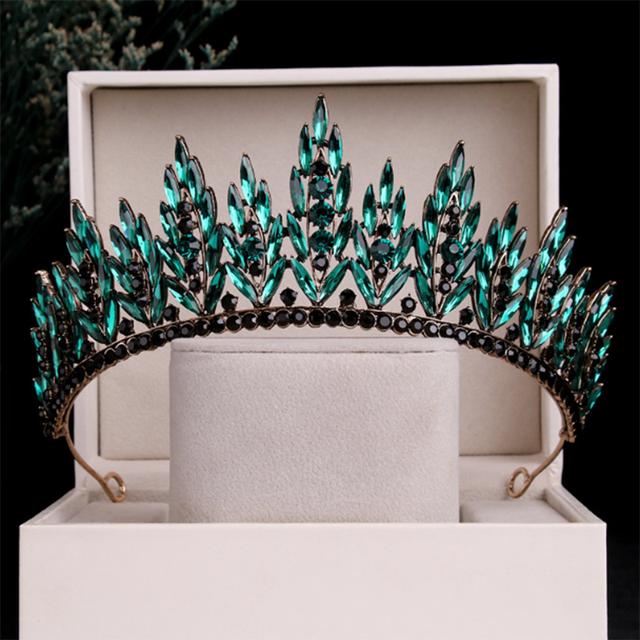 Diademi de cristal negru și roșu de lux pentru femei Bijuterii de păr de nuntă Diadem cu strasuri Coroana de mireasă Accesorii pentru mireasă