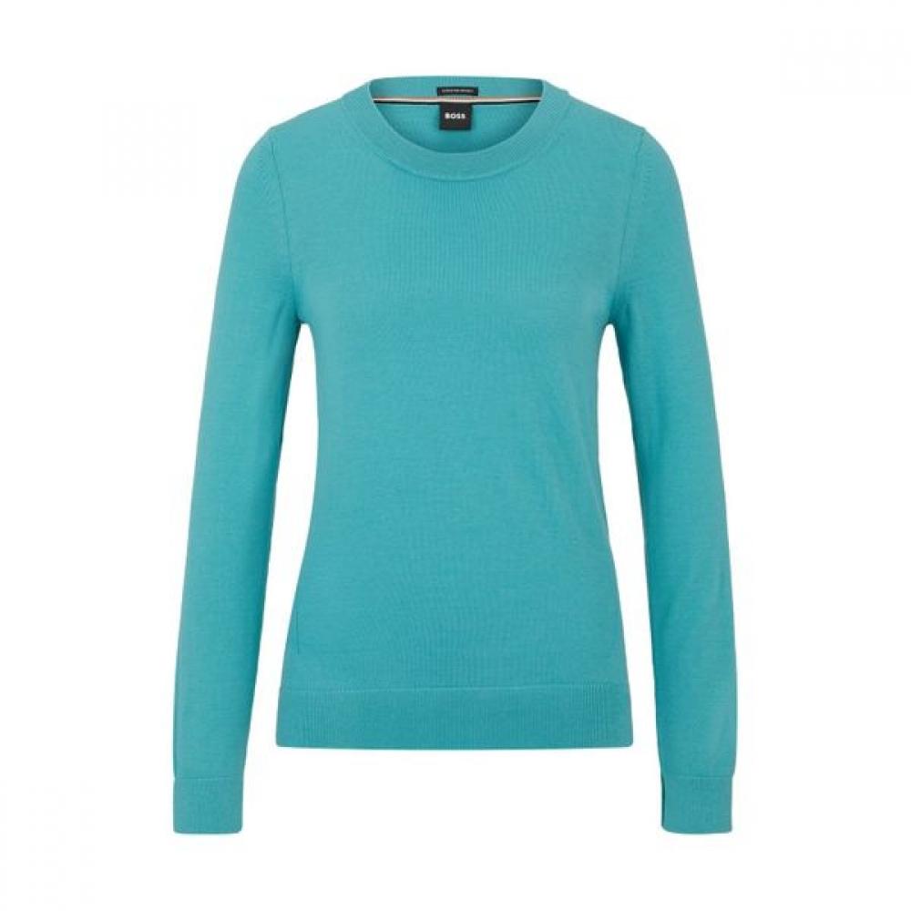 BoSS Women S Regular Fit Virgin Wool Knit Sweater Open Blue 50492551483 