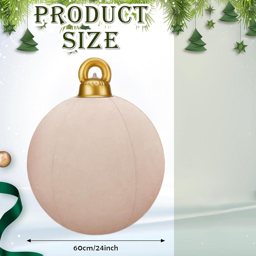 Inflatable Christmas Balls 23.6In Flocked Globes Set Giant Flocked Christmas Ornaments For Workplace Dance Party Wedding Yard