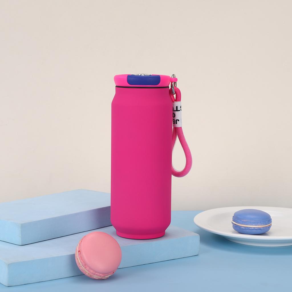 500ml Matte 304 Stainless Steel Water Bottle, Insulated Can-Style Flask with Carry Lanyard for Outdoor