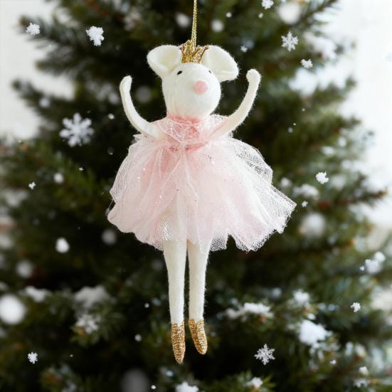 Ballettmaus Puppe Weihnachtsschmuck Plüsch Balletttänzerin Hängeanhänger für Weihnachtsbaum Weihnachtsfeier Dekor
