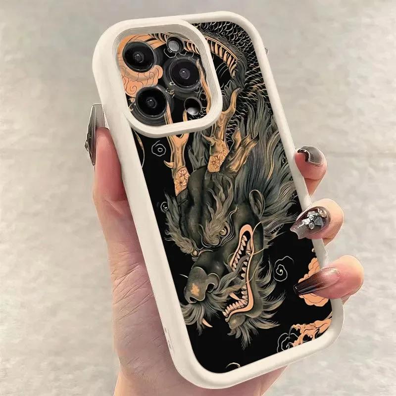 

Роскошный Чехол для Телефона с Тотемом Дракона Лун для iPhone 16 15 14 13 12 Pro Max Mini 11 XS X XR 7 8 Plus Мягкий Силиконовый Ударопрочный Чехол iPhone 14 Plus