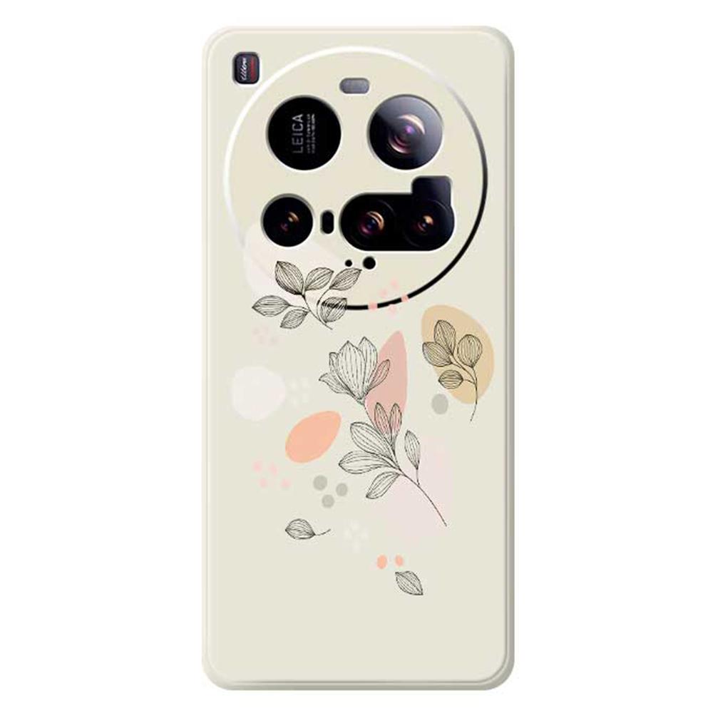 For Xiaomi 15 Ultra Case Sketch Leaves Pattern Printing Straight Edge TPU Phone Back Cover